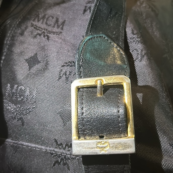 MCM Vintage Black and Gold Hardware Jacquard Classic Drawstring Nylon Backpack - Picture 8 of 11